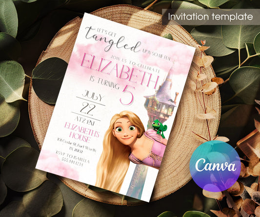 Rapunzel Princess Tangled customizable invitation template | Share or Print | girl | HE748