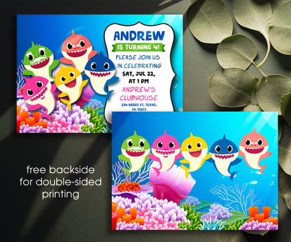 Baby Shark customizable invitation template | Share or Print | WS983