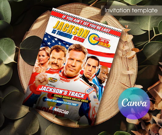 Nascar Ricky Bobby customizable invitation template | Share or Print | boy | NB060