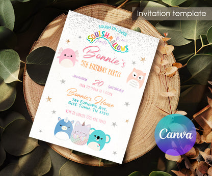 Squishmallows customizable invitation template | Share or Print | RL135