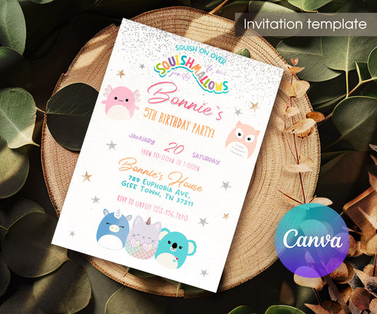 Squishmallows customizable invitation template | Share or Print | RL135