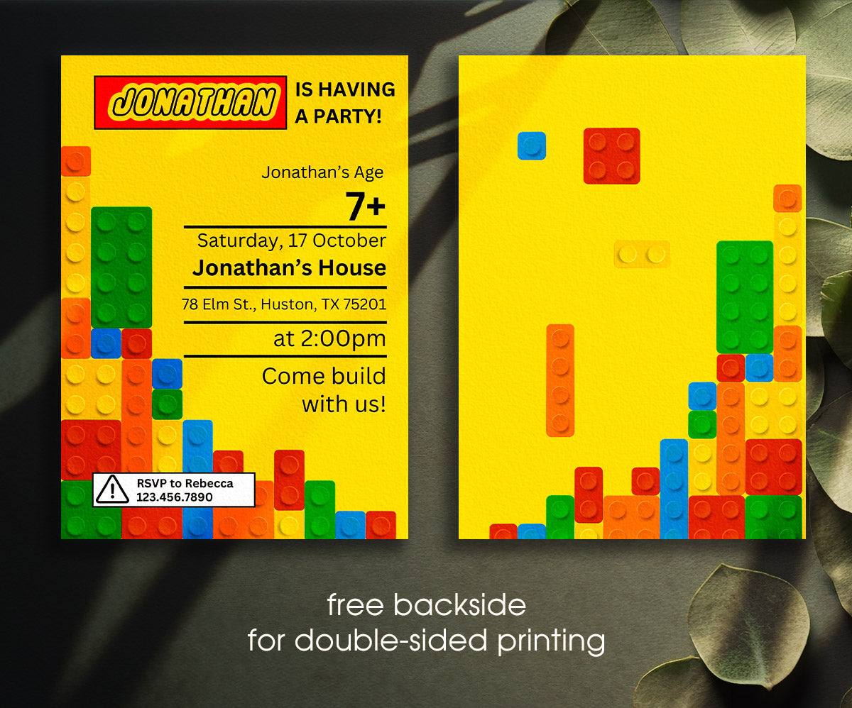 Lego customizable invitation template | Share or Print | EE510
