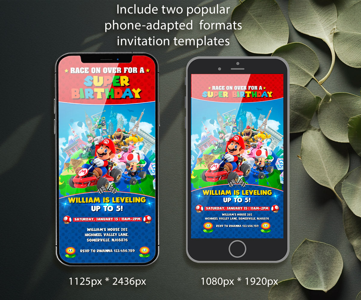 Mario Kart Gamer customizable invitation template | Share or Print | boy | WU211
