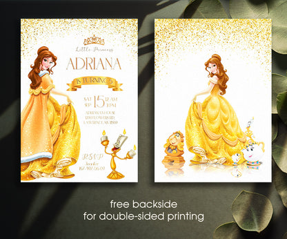 Belle Beauty And The Beast customizable invitation template | Share or Print | girl | EQ492