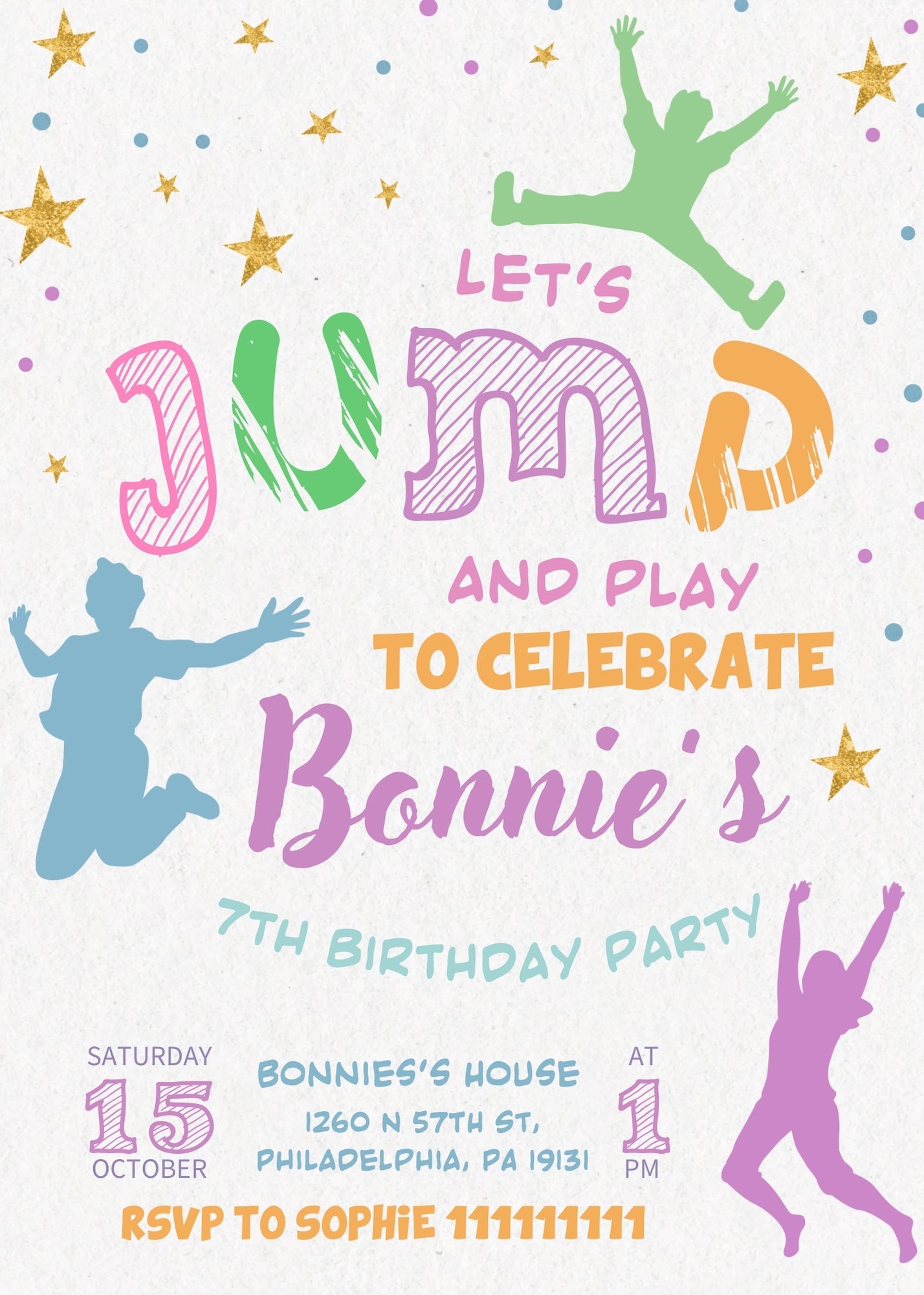 Trampoline Jump Party customizable invitation template | Share or Print | WY528