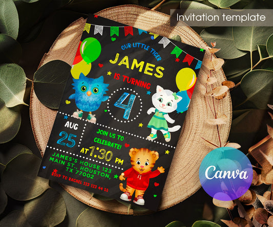Daniel Tiger's Neighborhood customizable invitation template | Share or Print | TL442