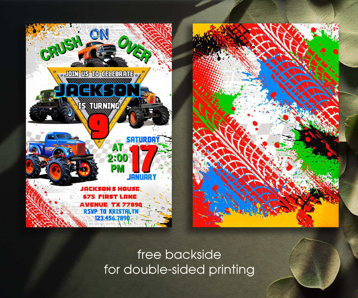 Monster Jam  Monster Truck customizable invitation template | Share or Print | boy | TA312