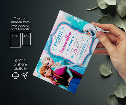 Frozen Elsa customizable invitation template | Share or Print | girl | TO922