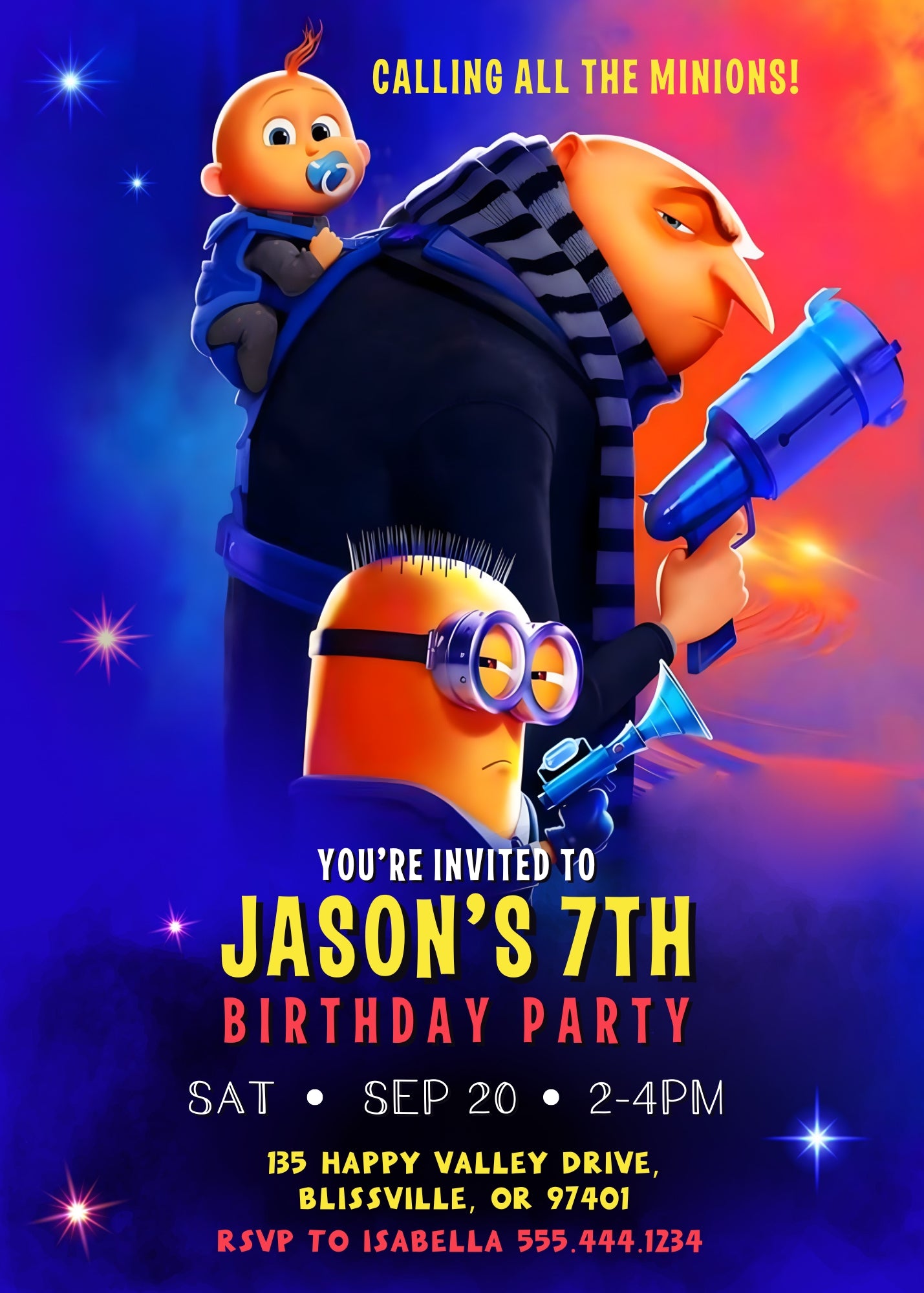Despicable Me Minions customizable invitation template | Share or Print | NK991