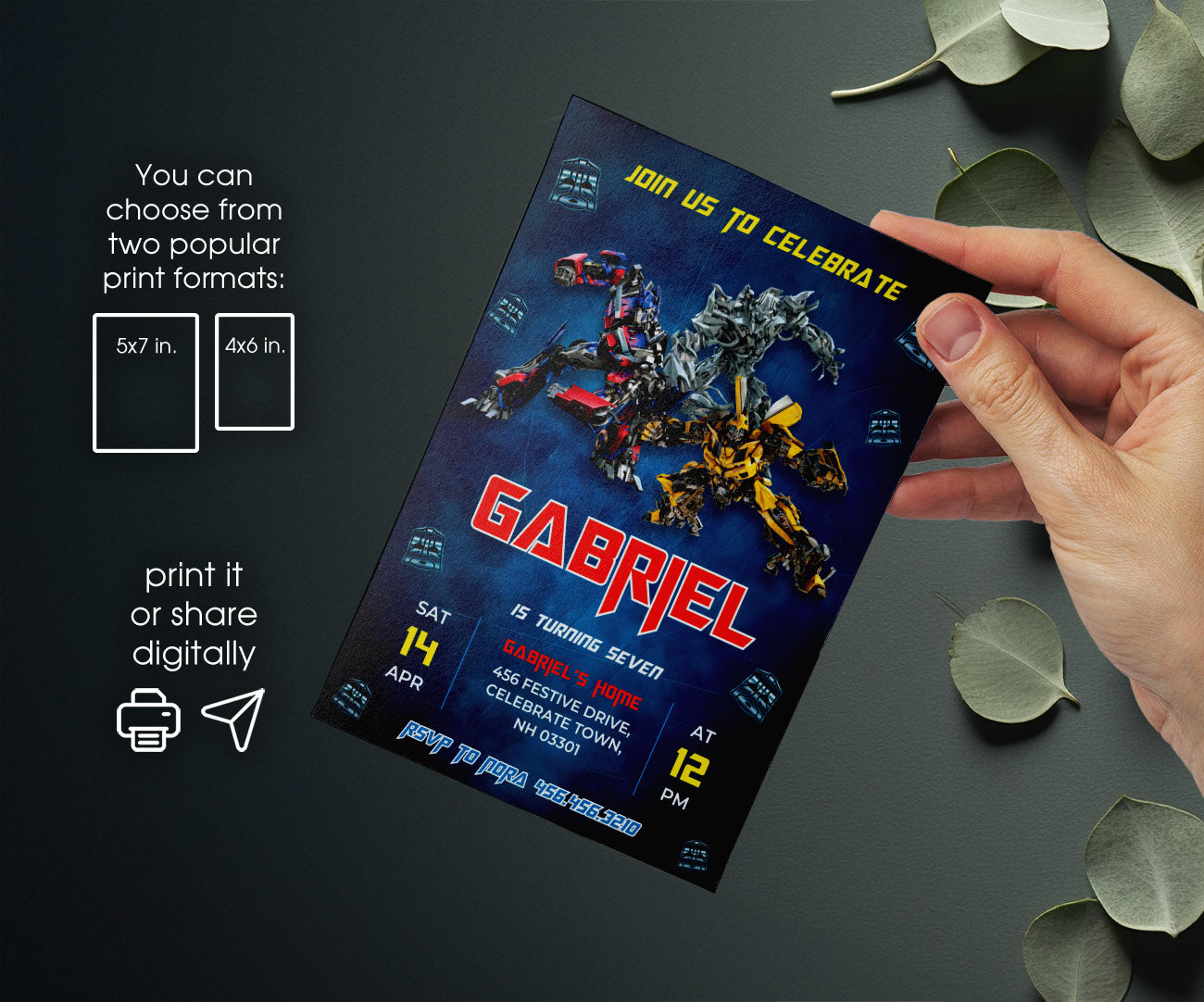 Transformers Rescue Bots customizable invitation template | Share or Print | boy | HM780
