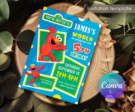 Sesame Street Elmo customizable invitation template | Share or Print | VY126