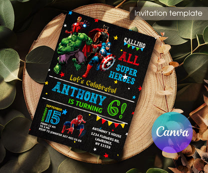 Avengers Marvel Superhero customizable invitation template | Share or Print | boy | FQ882