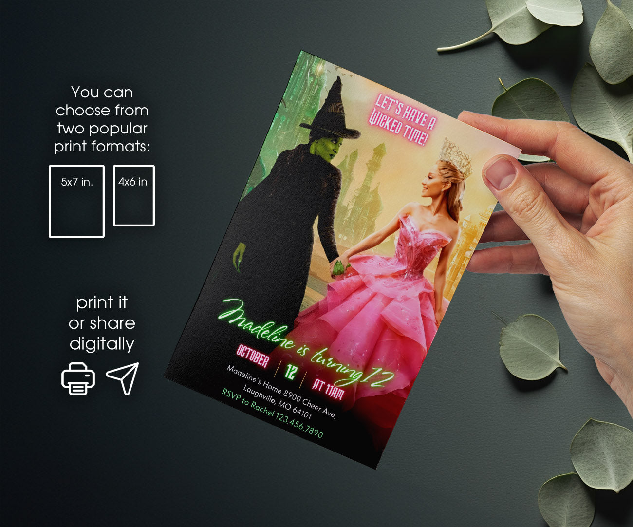 Wicked Musical Movie customizable invitation template | Share or Print | XO154