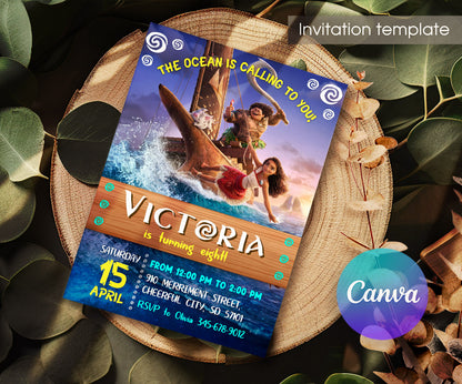 Moana Princess customizable invitation template | Share or Print | girl | WV788
