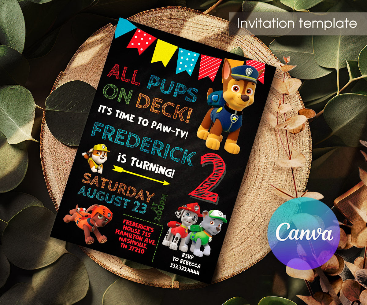 PAW Patrol customizable invitation template | Share or Print | TB608