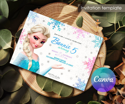 Frozen Elsa customizable invitation template | Share or Print | girl | ZX946