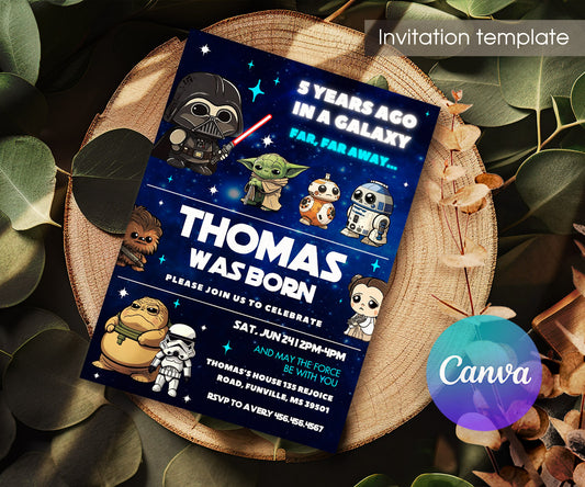 Star Wars Darth Vader customizable invitation template | Share or Print | boy | QY929