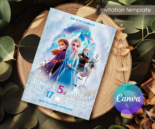 Frozen Elsa customizable invitation template | Share or Print | girl | JQ223