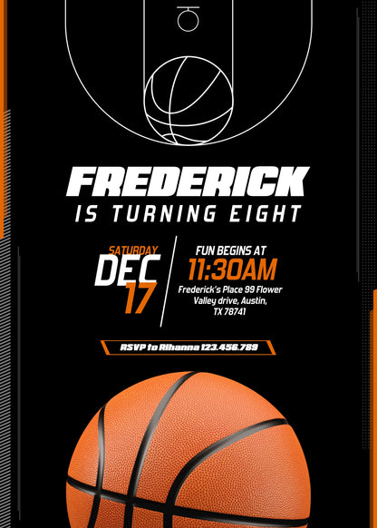 Basketball NBA Slam Dunk customizable invitation template | Share or Print | boy | XK941