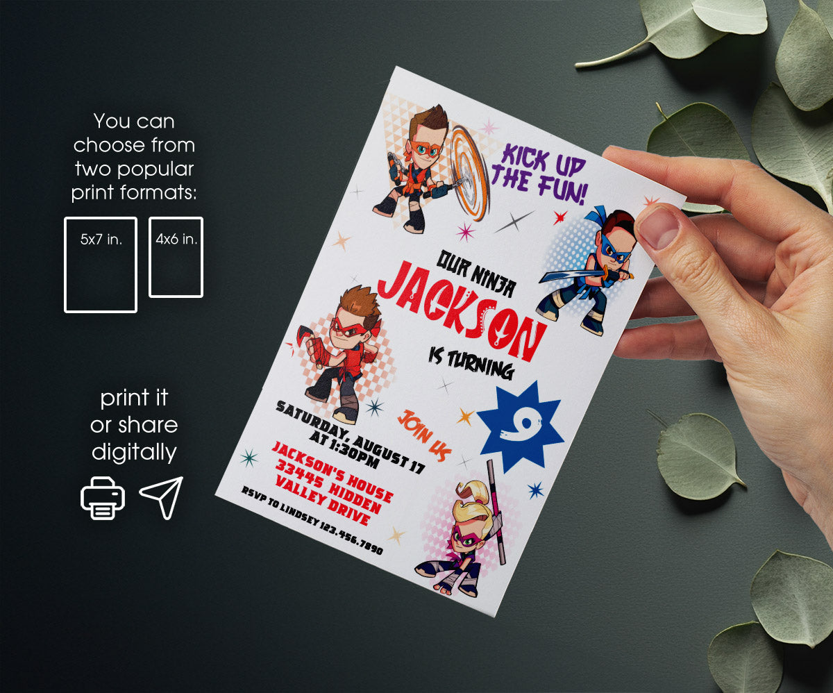 Ninja Kidz TV customizable invitation template | Share or Print | EX589