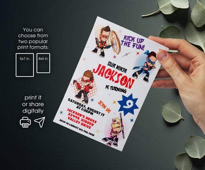 Ninja Kidz TV customizable invitation template | Share or Print | EX589