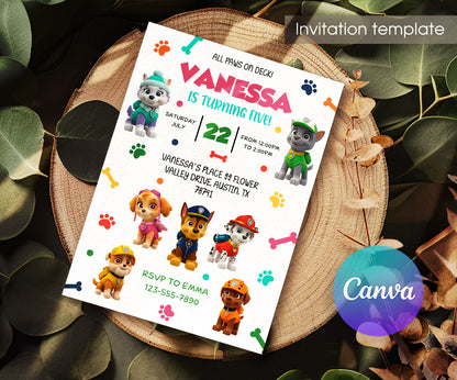 PAW Patrol customizable invitation template | Share or Print | EZ908