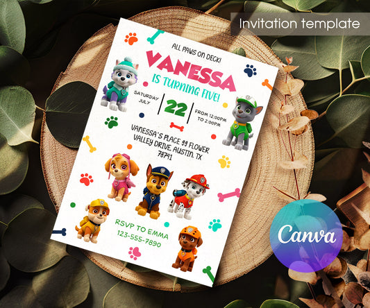 PAW Patrol customizable invitation template | Share or Print | EZ908