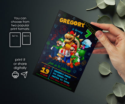 Super Mario Bros customizable invitation template | Share or Print | PU049