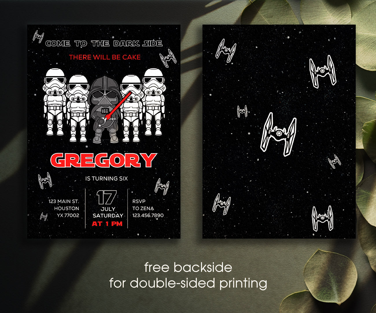 Star Wars Darth Vader customizable invitation template | Share or Print | boy | QQ331