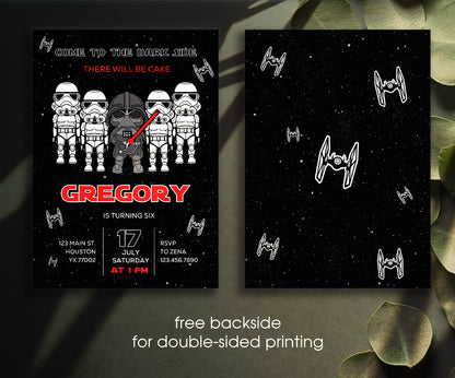 Star Wars Darth Vader customizable invitation template | Share or Print | boy | QQ331