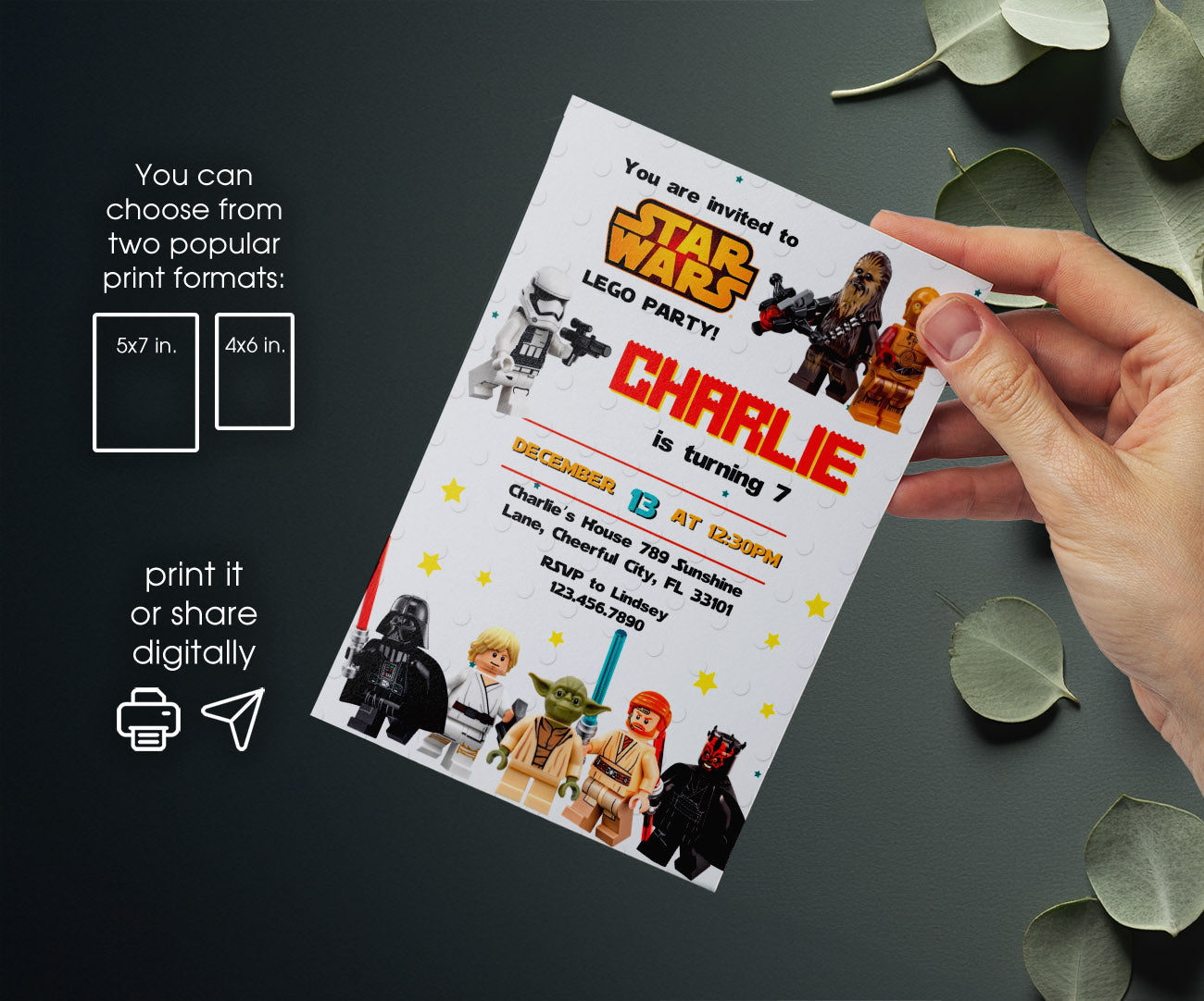 Star Wars Darth Vader Lego Minifigures customizable invitation template | Share or Print | GC611