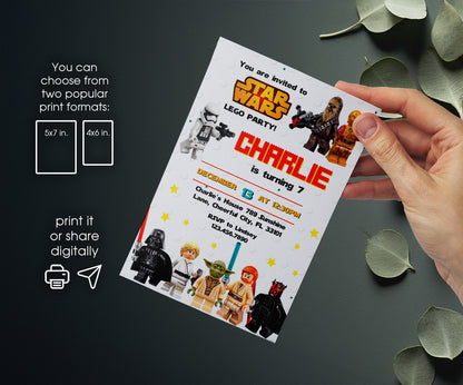Star Wars Darth Vader Lego Minifigures customizable invitation template | Share or Print | GC611