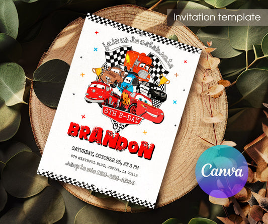 Cars Lightning McQueen customizable invitation template | Share or Print | boy | IM727