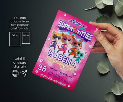 SuperKitties customizable invitation template | Share or Print | NM171