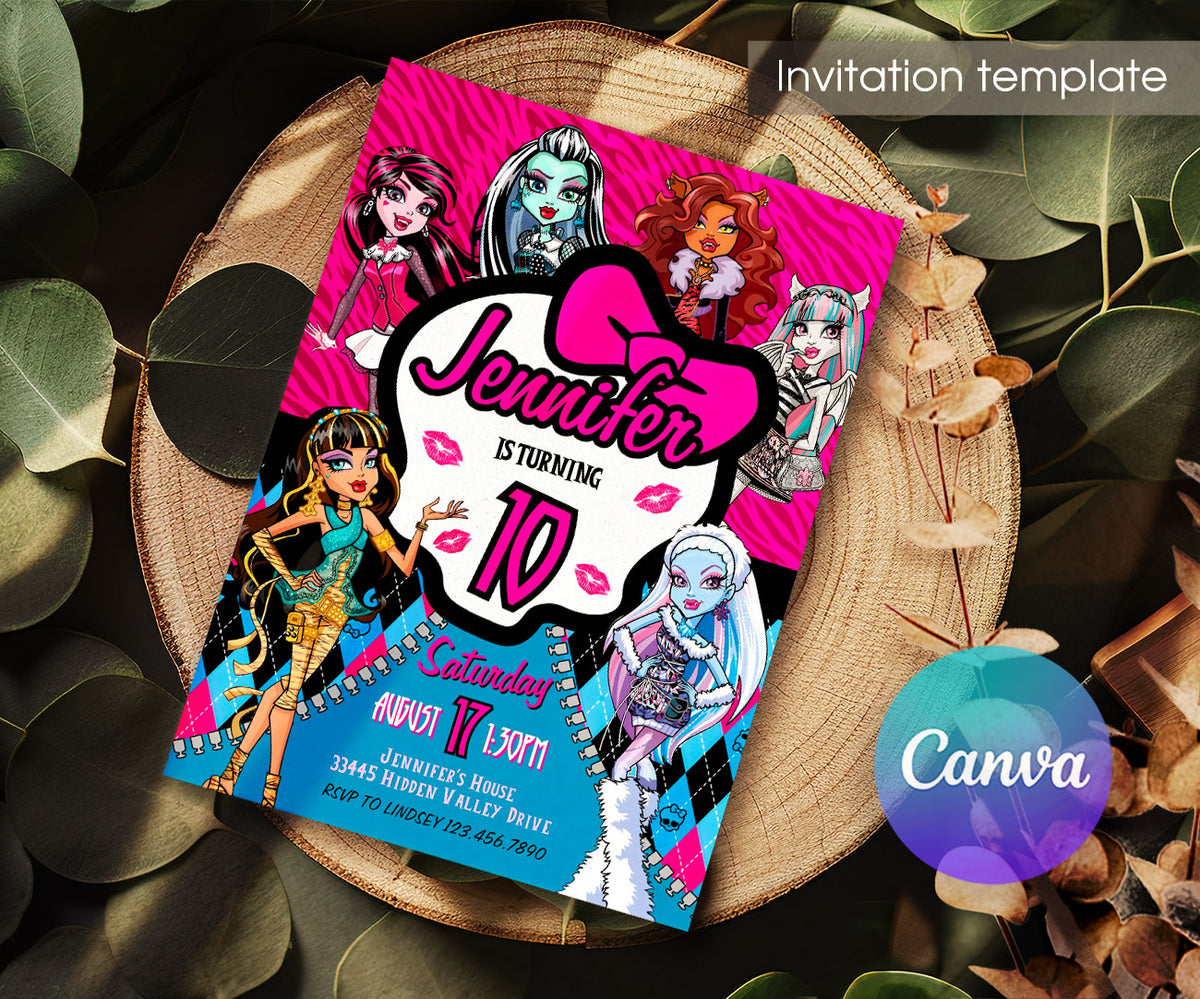 Monster High customizable invitation template | Share or Print | girl | QP804