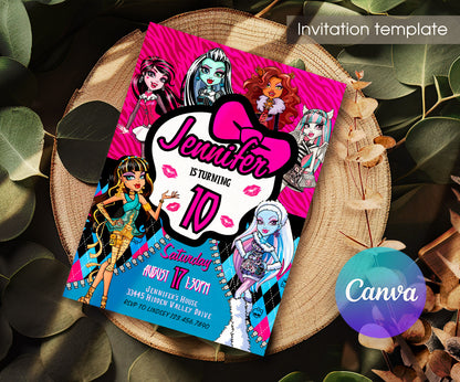 Monster High customizable invitation template | Share or Print | girl | QP804