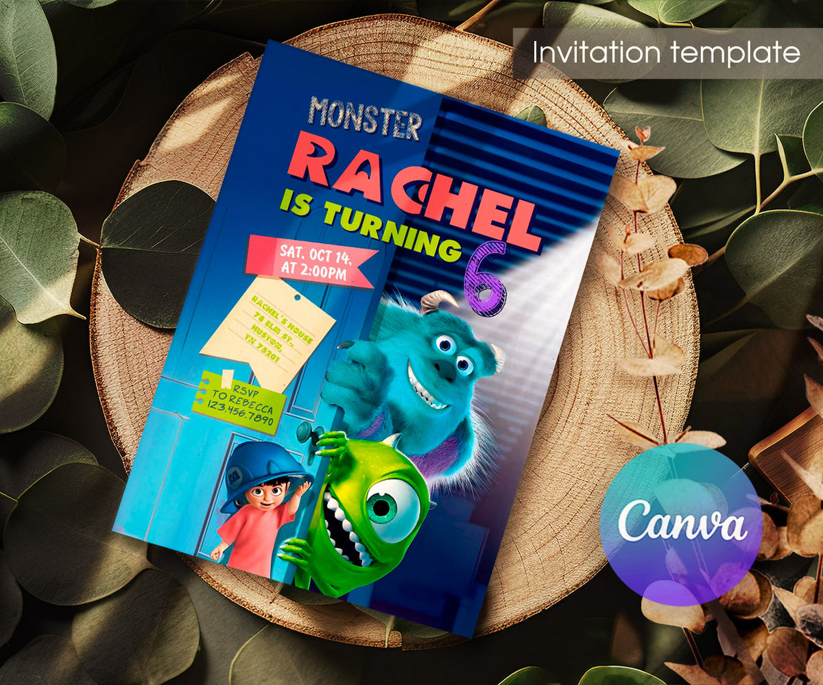 Monsters, Inc. customizable invitation template | Share or Print | KR683