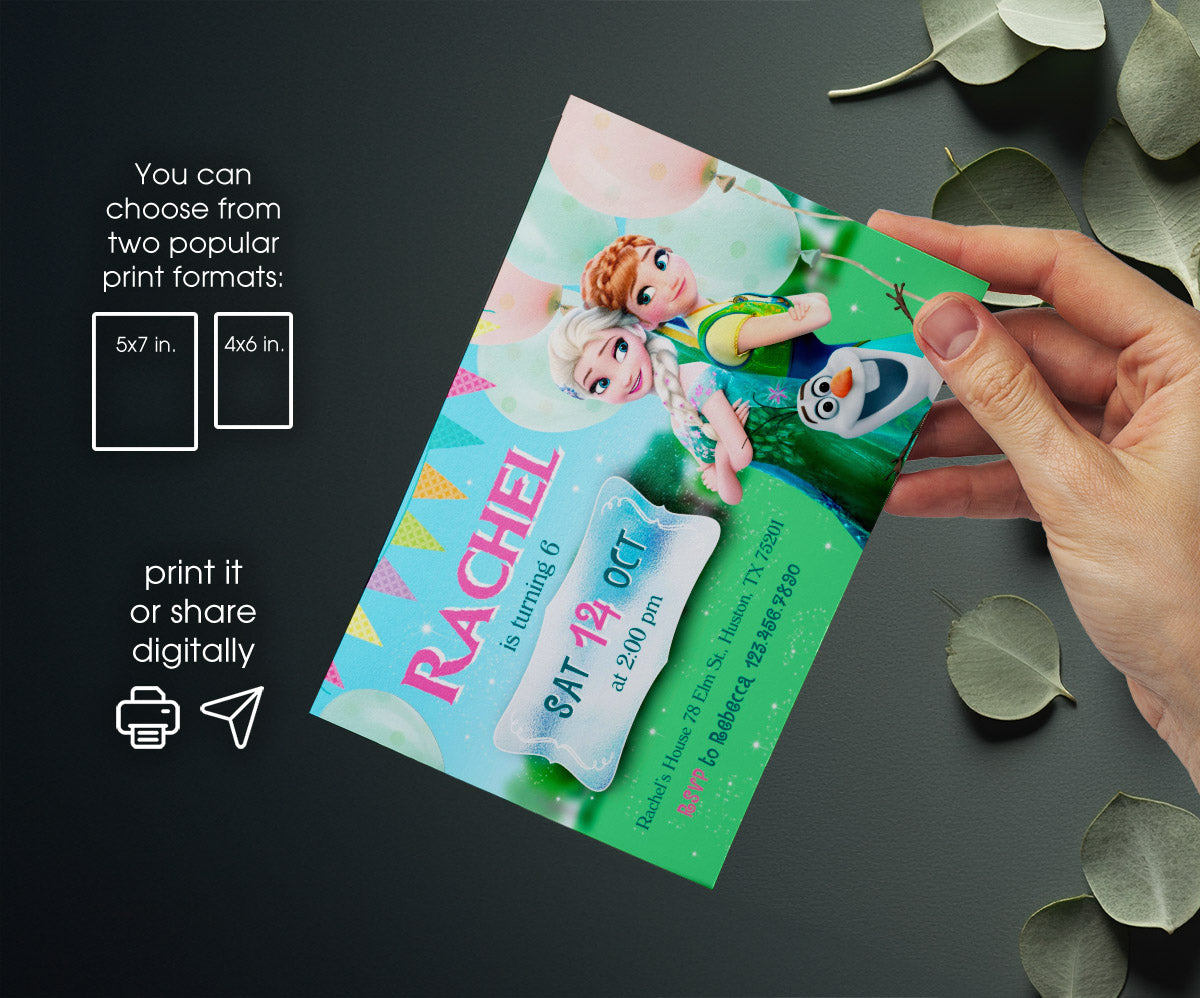 Frozen Elsa customizable invitation template | Share or Print | girl | CR425