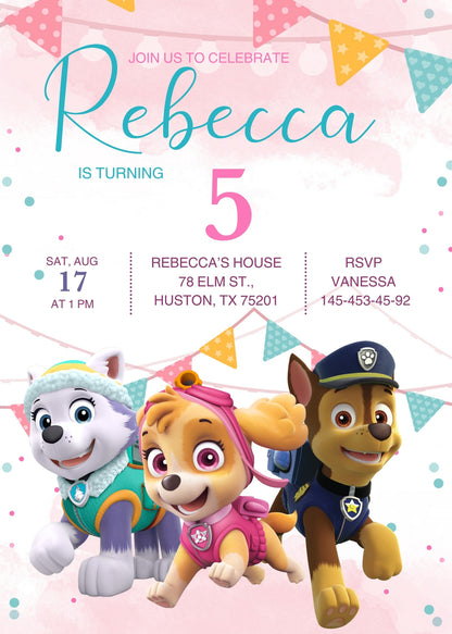 PAW Patrol customizable invitation template | Share or Print | XJ850