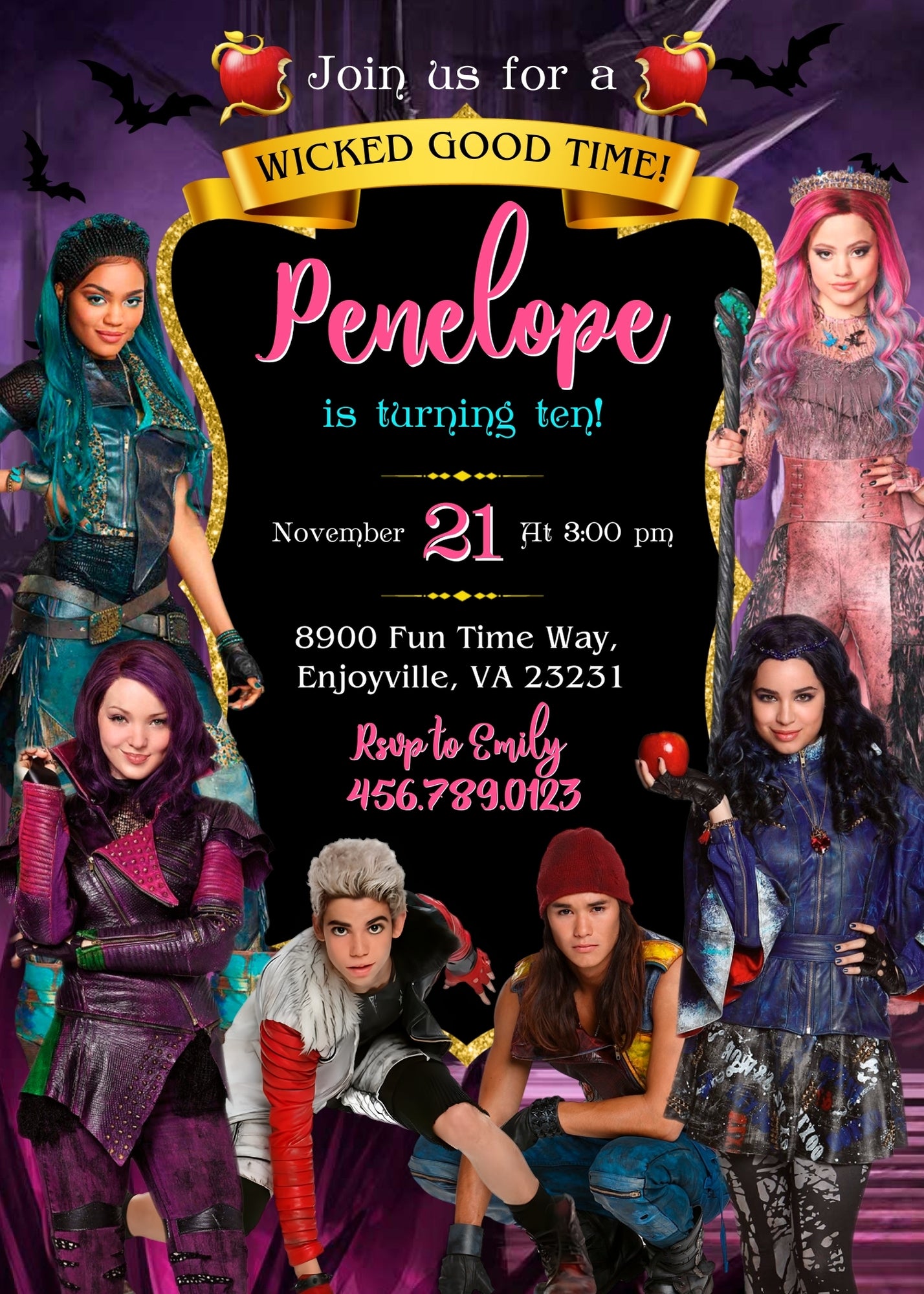 Descendants Disney customizable invitation template | Share or Print | QJ947
