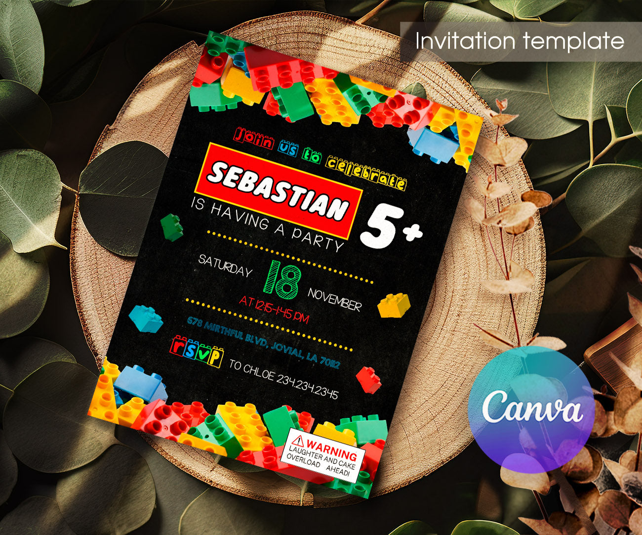 Lego customizable invitation template | Share or Print | QR097