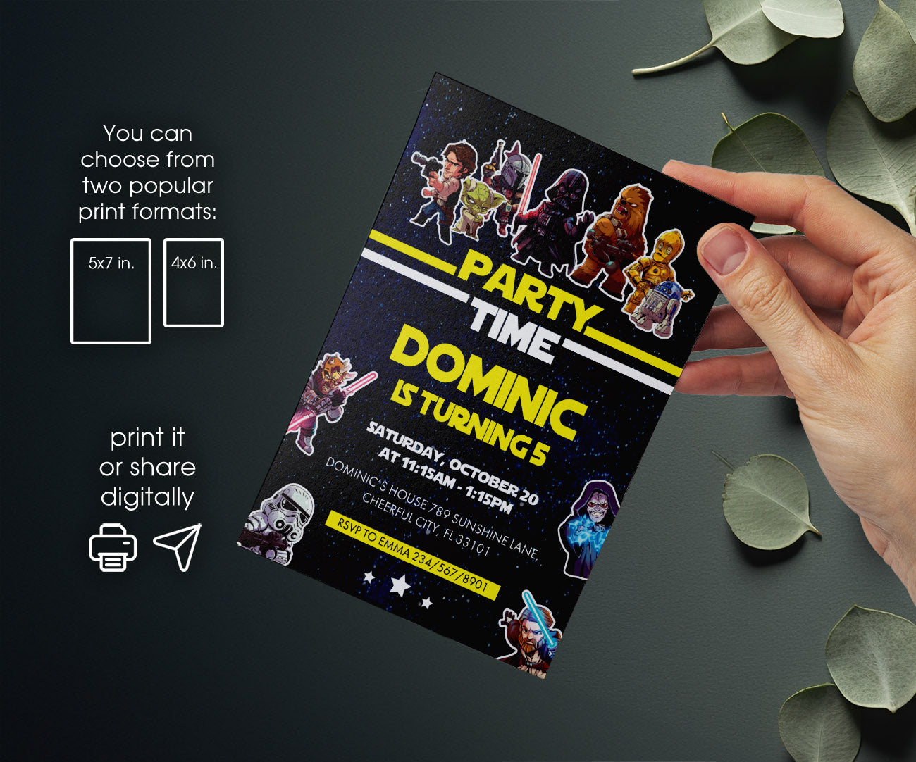 Star Wars Darth Vader customizable invitation template | Share or Print | boy | OY649