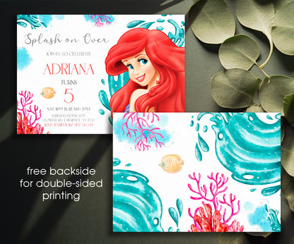 Ariel The Little Mermaid customizable invitation template | Share or Print | girl | LH162