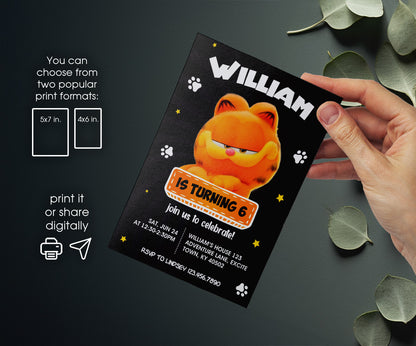 Garfield Orange Cat customizable invitation template | Share or Print | boy | XW754