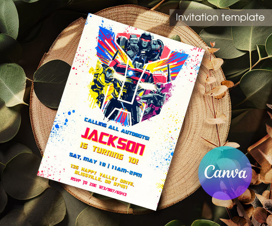 Transformers One Rescue Bots customizable invitation template | Share or Print | boy | EJ011