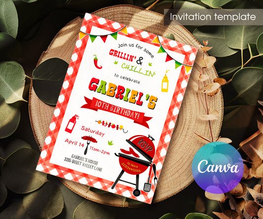 Grill Chill Bbq customizable invitation template | Share or Print | TF566