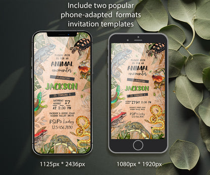 Reptile Lizard Snake customizable invitation template | Share or Print | VA006