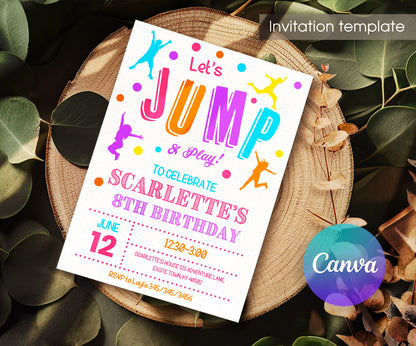 Trampoline Jump Party customizable invitation template | Share or Print | IO383