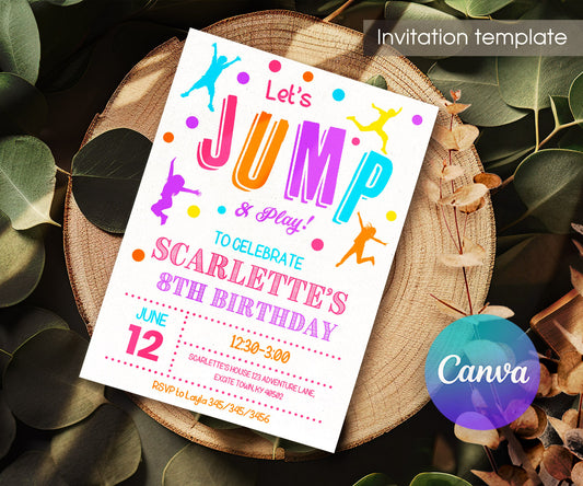 Trampoline Jump Party customizable invitation template | Share or Print | IO383