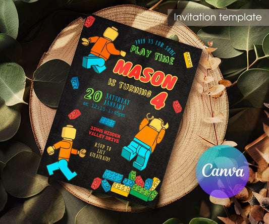 Lego Minifigures customizable invitation template | Share or Print | XG223